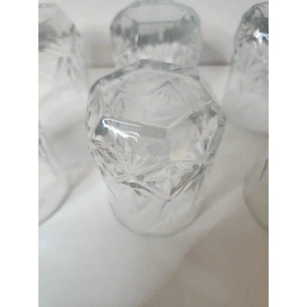Lot Of 6 Cristal D’Arques Ashley Star Clear Cut Rocks Glasses 8 oz 3.5”